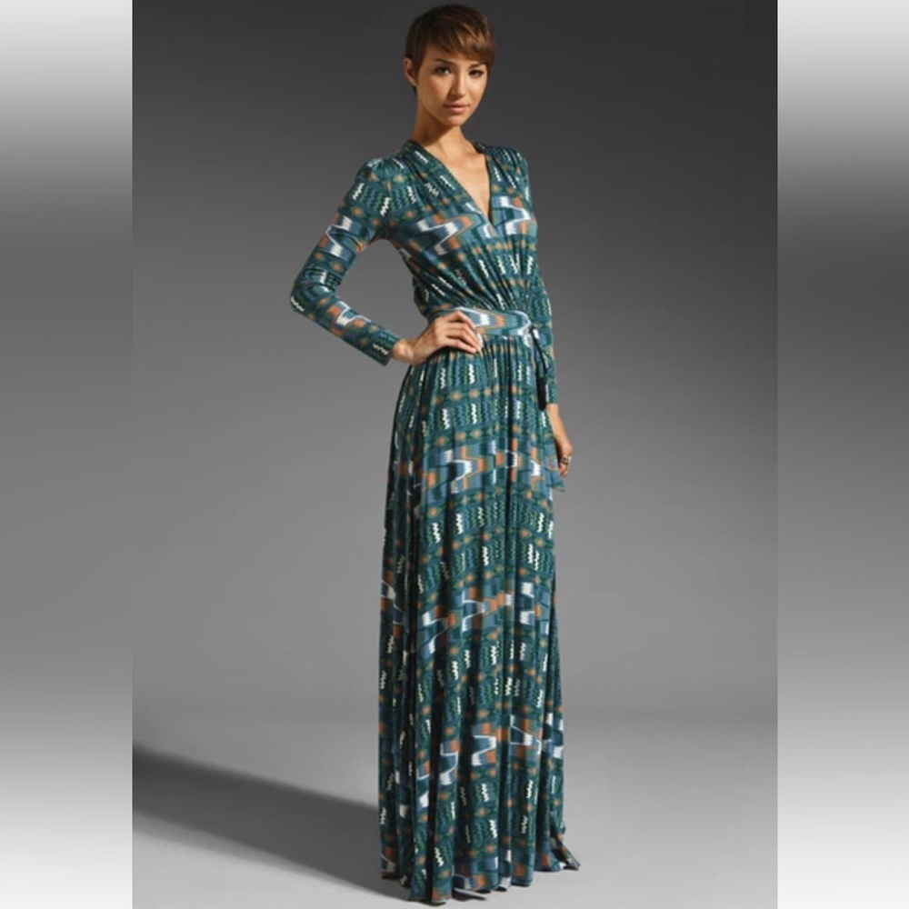 Rachel Pally Rocio Maxi Wrap Dress - Sz XS 'Topiary Native' Print Beautiful!